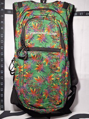 Vibedration Hydration Backpack w/o bladder, GreenTropical Floral, Used